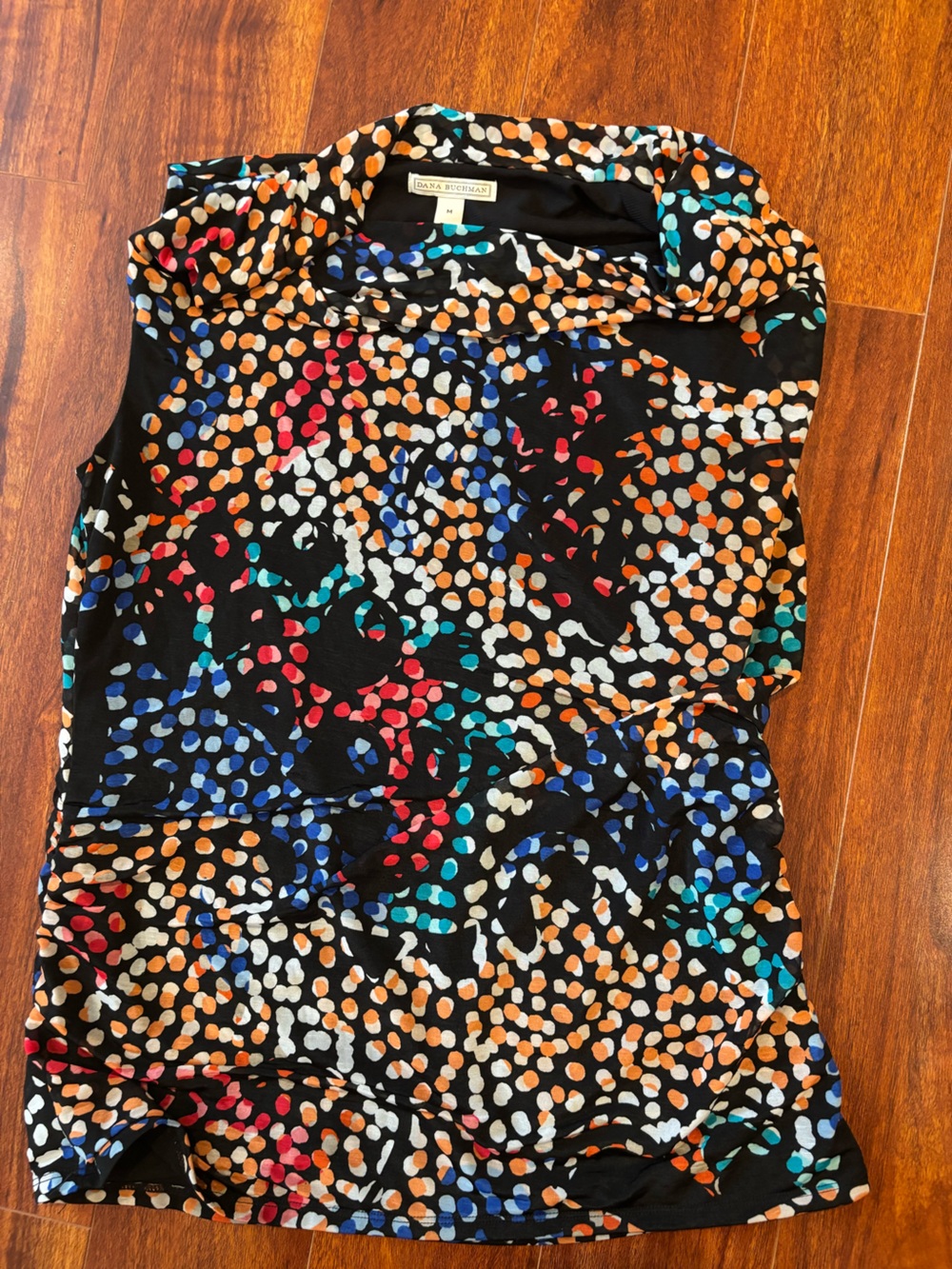 Dana Buchman Black Multi-Color Printed Sleeveless Top